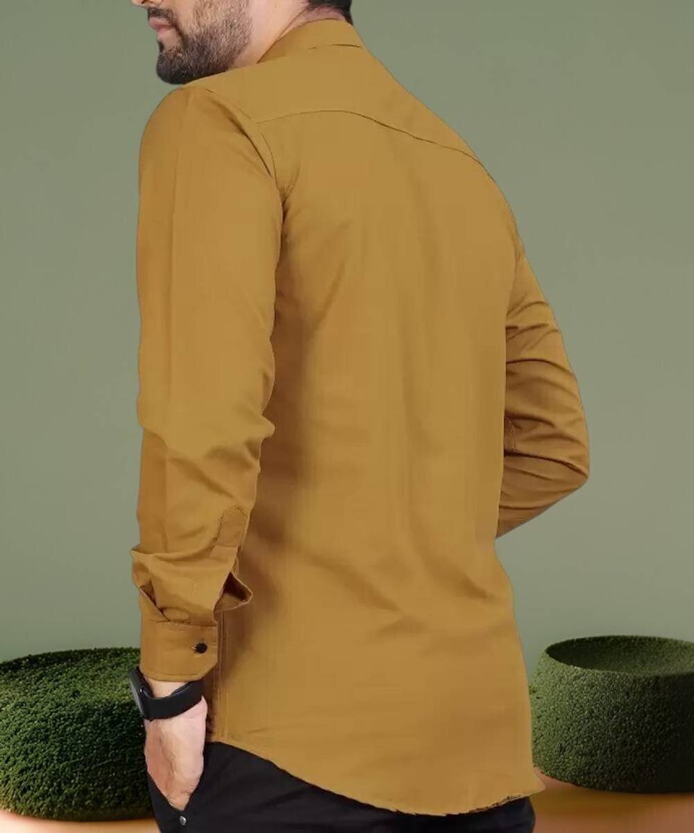 VTEXX Men Solid Formal Yellow Shirt — photo 2