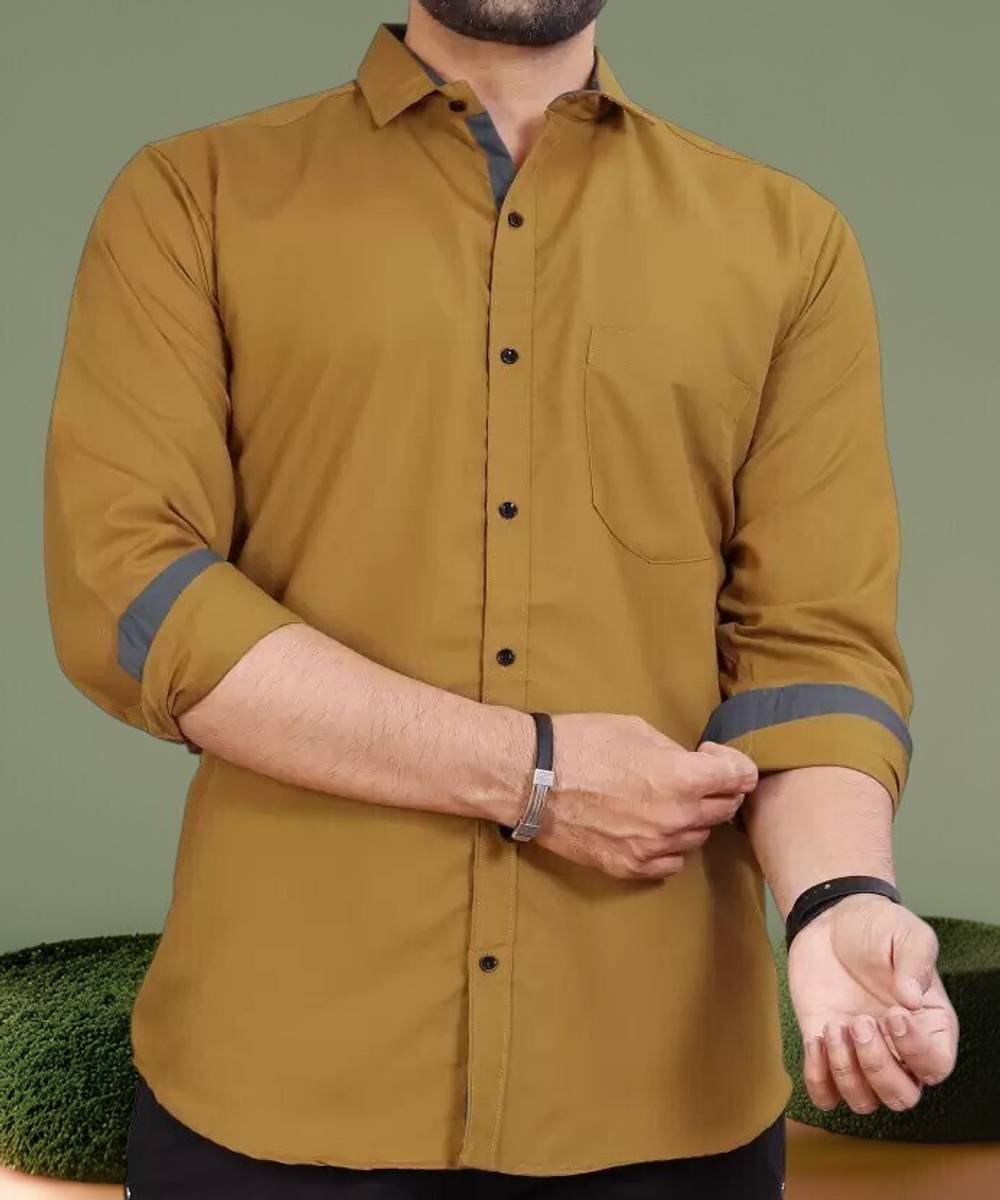 VTEXX Men Solid Formal Yellow Shirt — photo 5