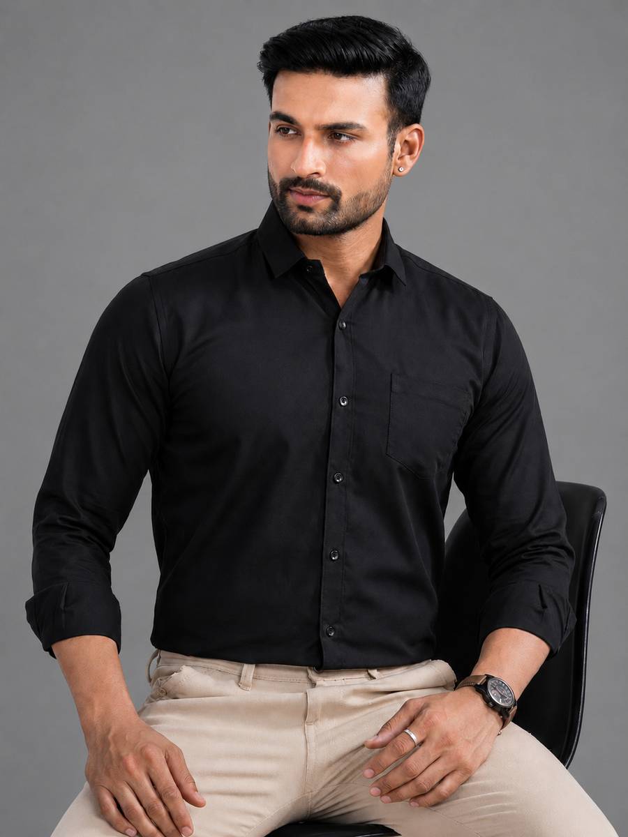 Flipkart SmartBuy Men Solid Formal Black Shirt