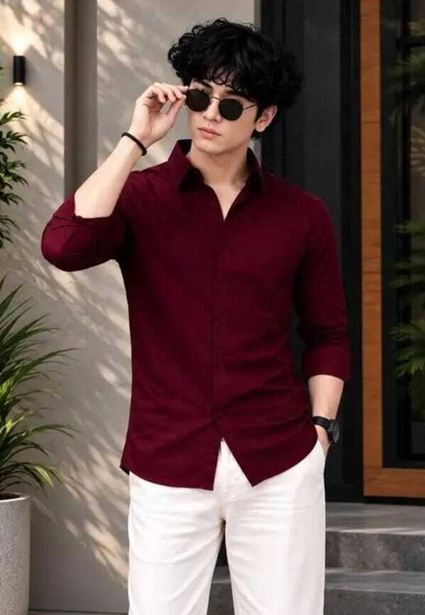 STC FASHION Men Solid Formal Maroon Shirt