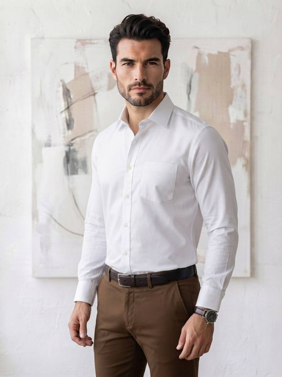 MAKVIAN Men Solid Formal White Shirt — photo 3