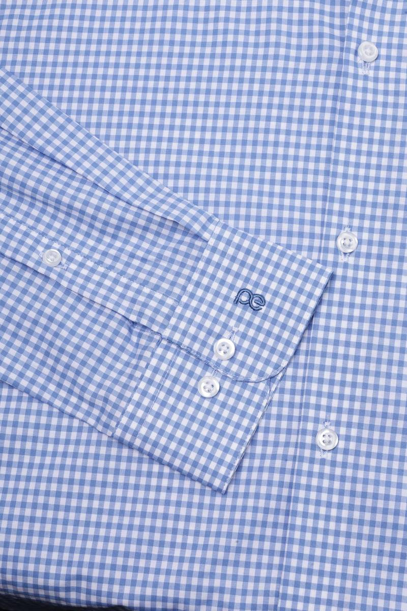 Men Checkered Formal Light Blue Shirt — photo 5