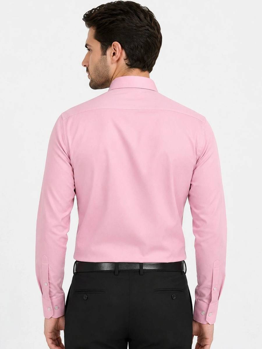 XENOR Men Solid Formal Pink Shirt — photo 5