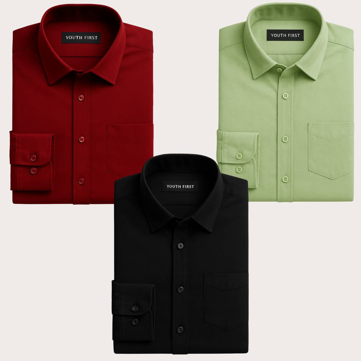 YOUTH FIRST INDIAN BRAND Men Solid Formal Maroon, Green, Black Shirt