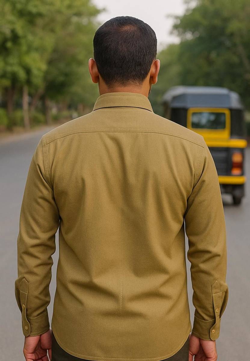 Men Solid Formal Khaki Shirt — photo 2