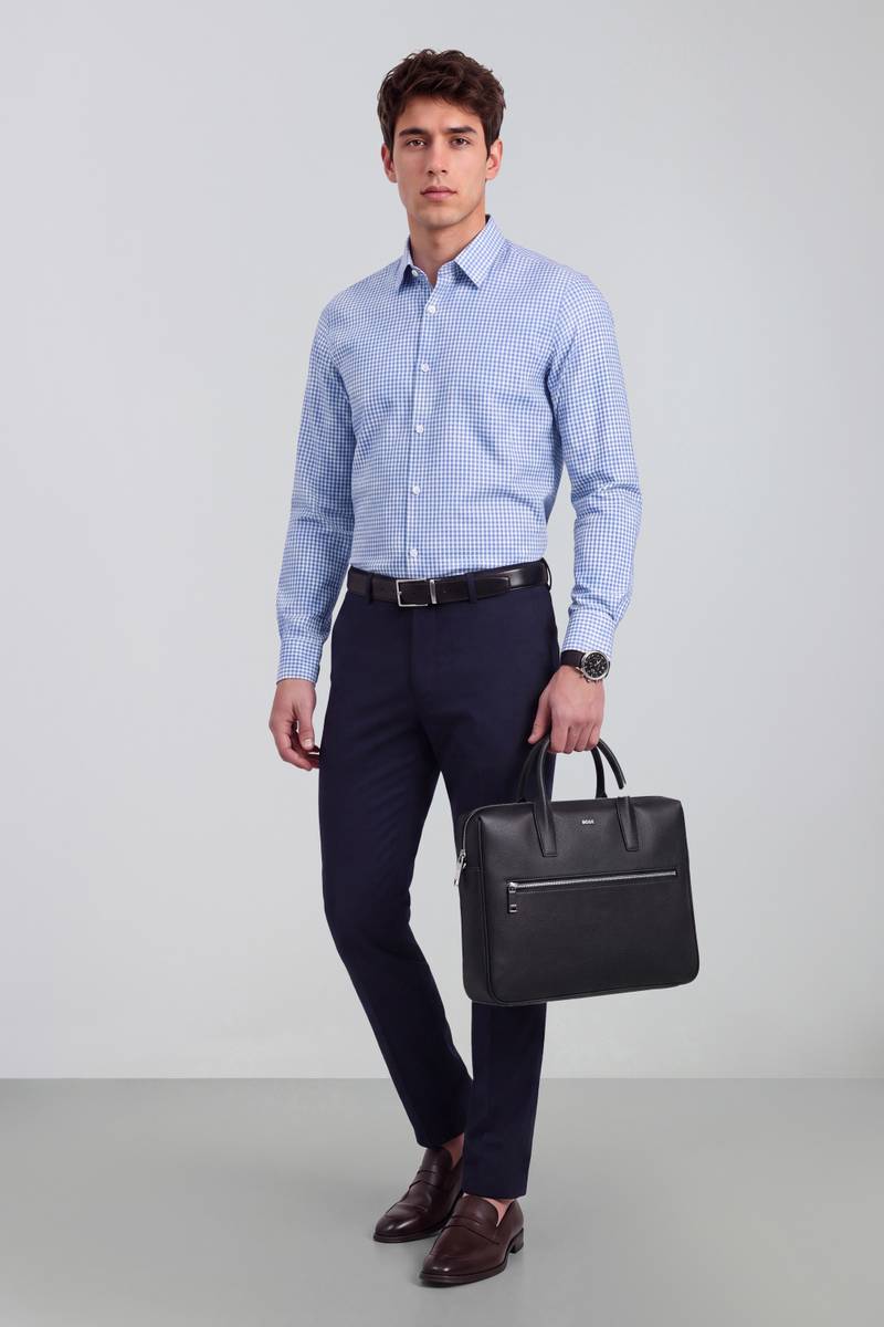 Men Checkered Formal Light Blue Shirt — photo 2