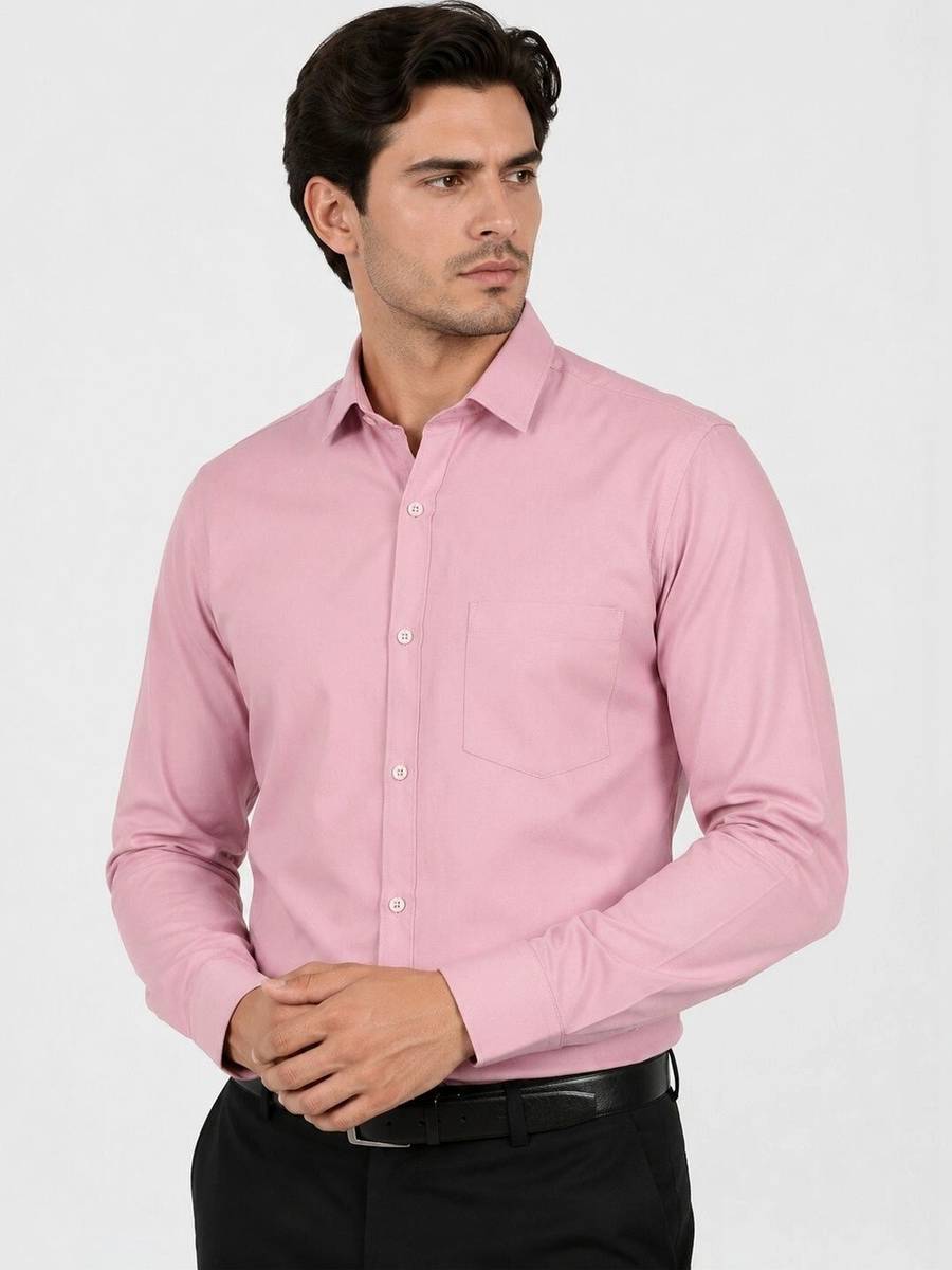 XENOR Men Solid Formal Pink Shirt — photo 2