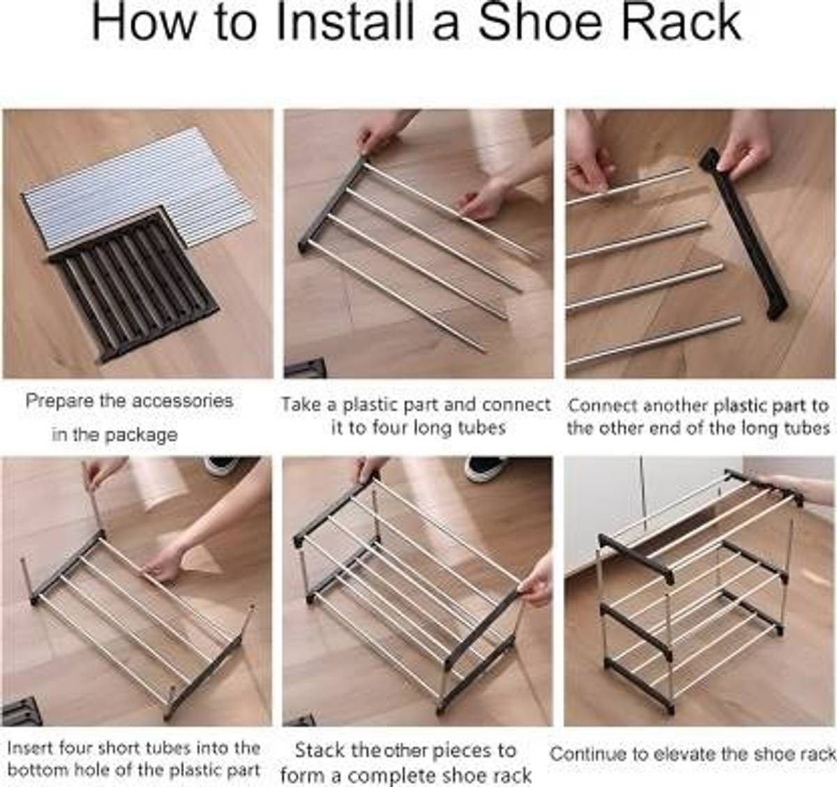 YASHVI New White-Black Shoe Racks 4 layer Plastic Shoe Stand — photo 4