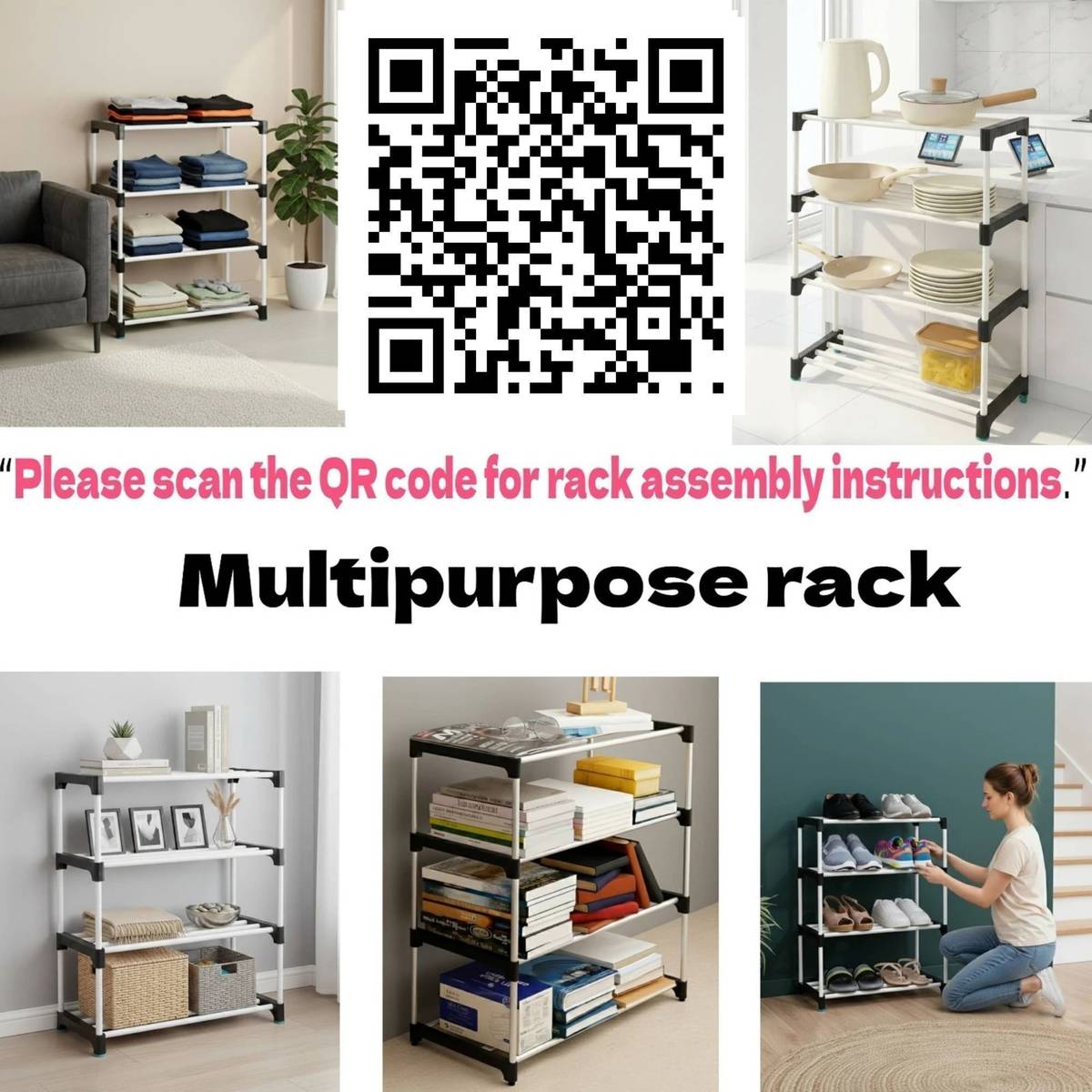 FurniGully 4 layer Rack Plastic Collapsible Shoe Stand — photo 4