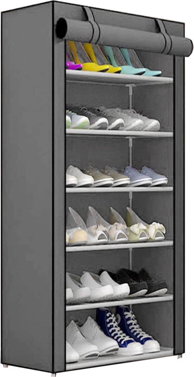 Everstep Foldable 6-Layer Shoe Rack with Cover Plastic Shoe Stand
