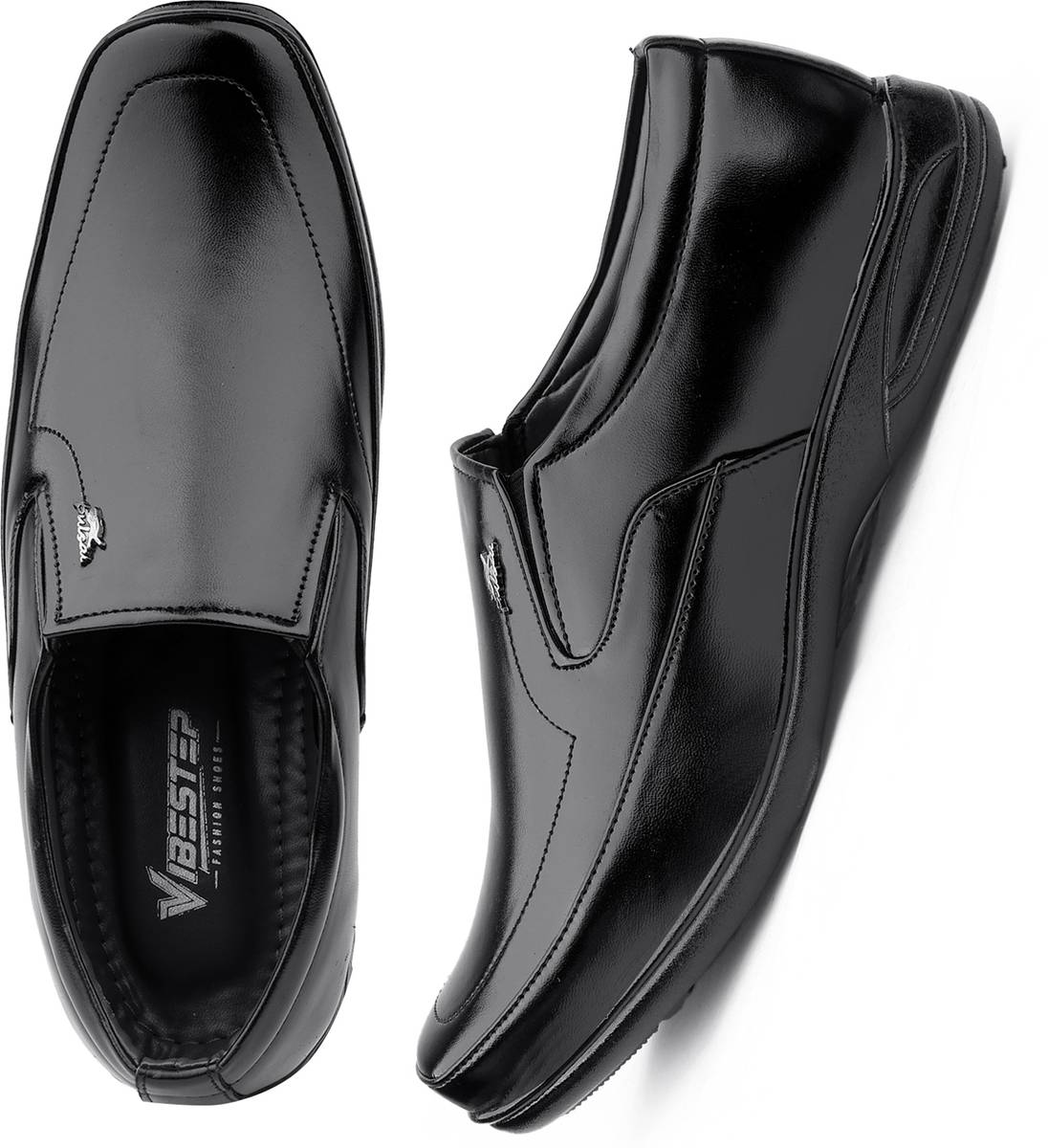 VibeStep Men Black Formal Synthetic Leather Office Wear Shoes Slip On For Men — photo 5