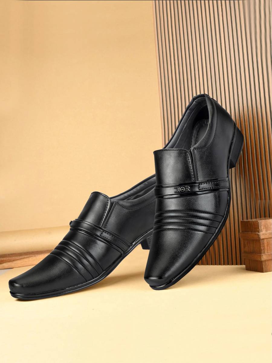 VibeStep Men Black Formal Loafer & Party Wear Comfortable Office Slip On Shoes Party Wear For Men