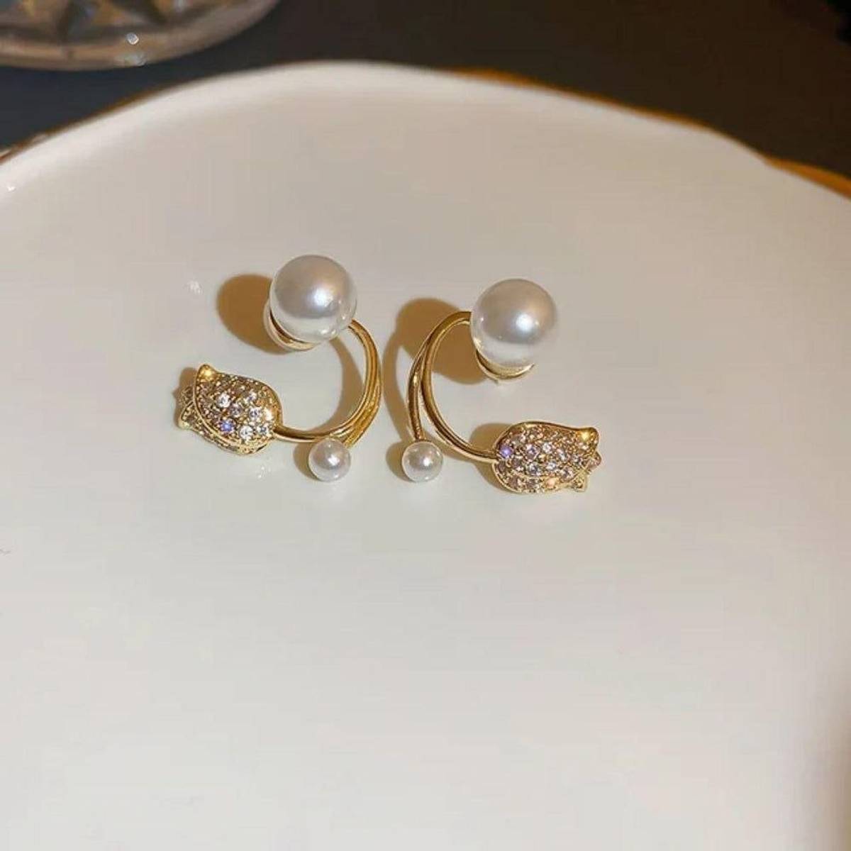 Khattu Store Korean Earrings Combo Set of 8 Best Seller Collection for women and girls Pearl Alloy Stud Earring — photo 4