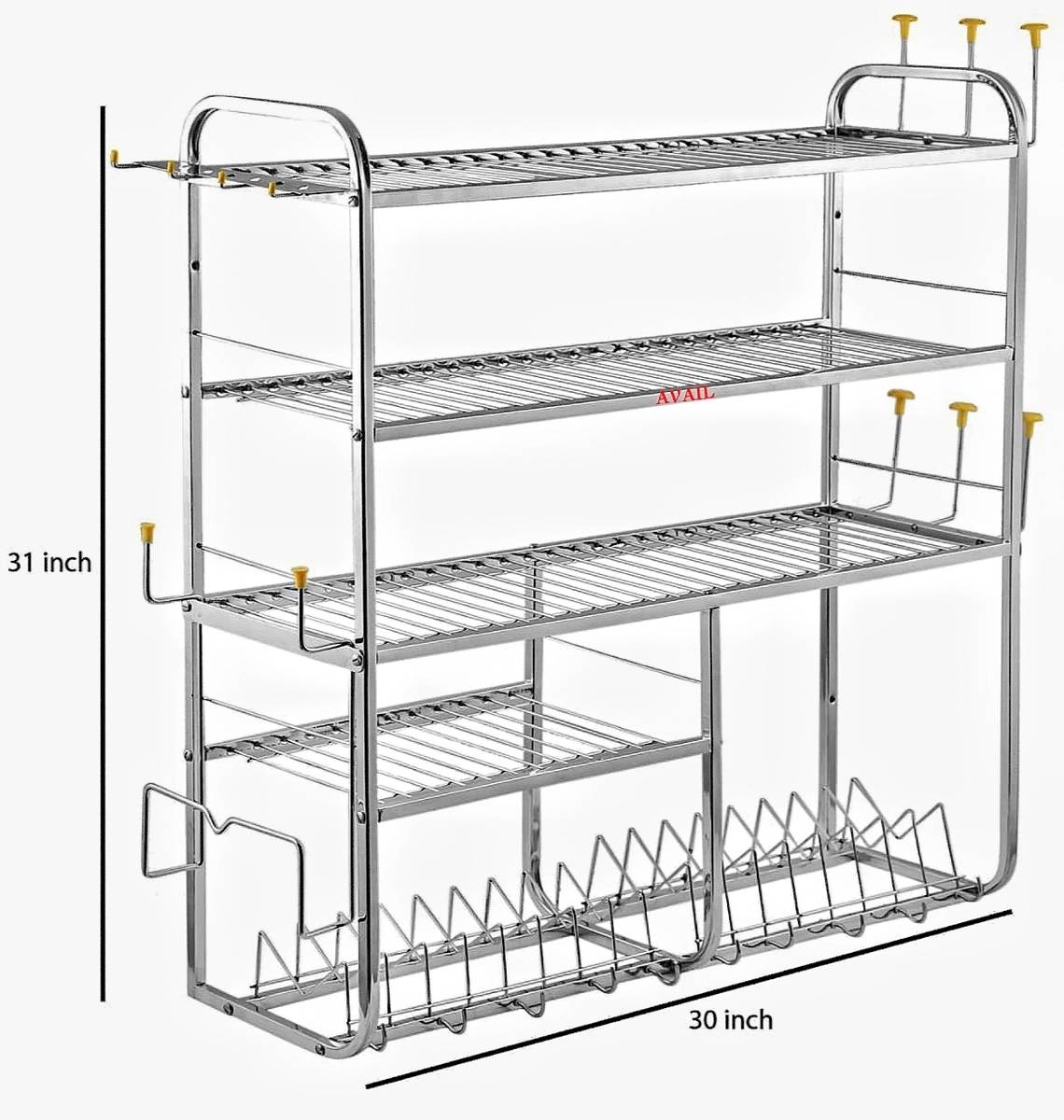 AVAIL Utensil Kitchen Rack Steel 5 Layer 31*30 Wall Mount Kitchen Dish Rack / Plate Cutlery Stand / Kitchen Organizer Stand / Modern Kitchen Stand — photo 5