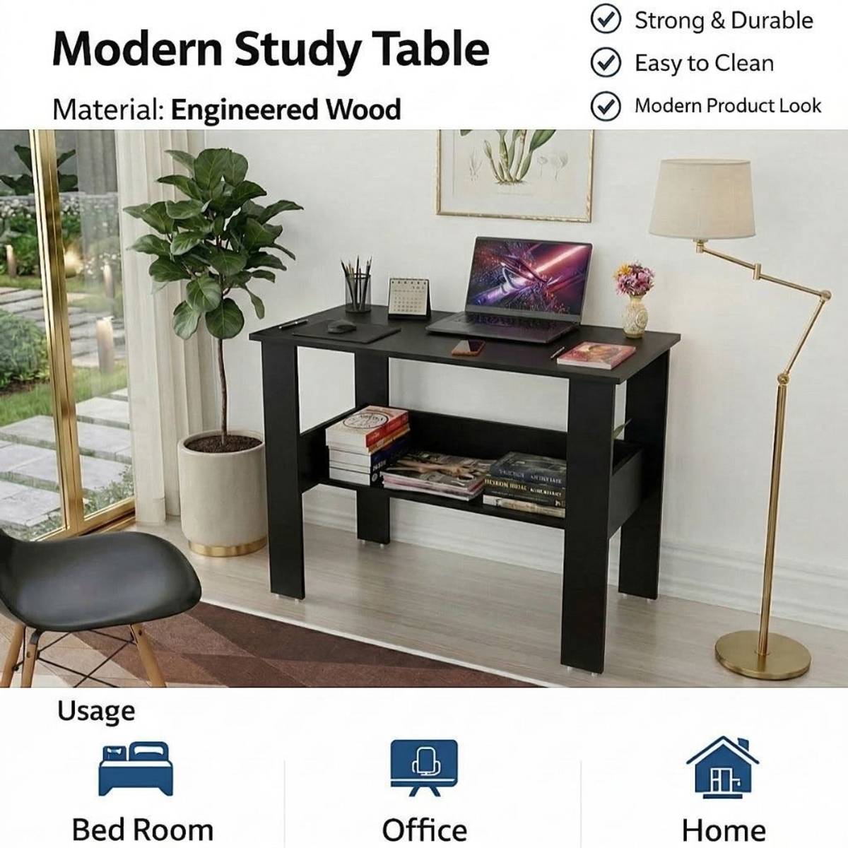 Flipkart Perfect Homes Portable Workstation Computer Desk with Storage, For Office, Home Engineered Wood Computer Desk — photo 5