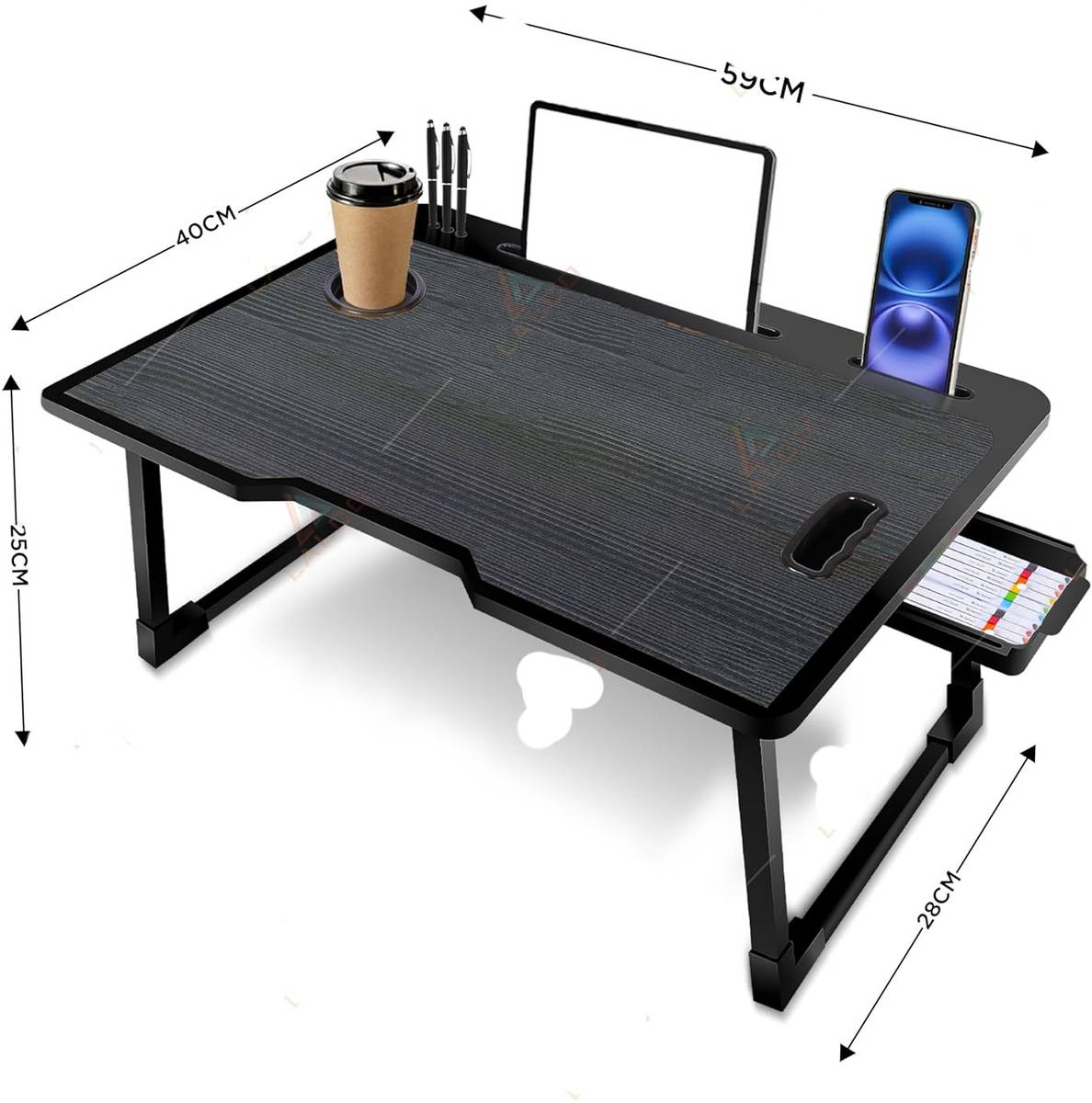 folding Study table Wooden Plastic Portable Laptop Table — photo 2