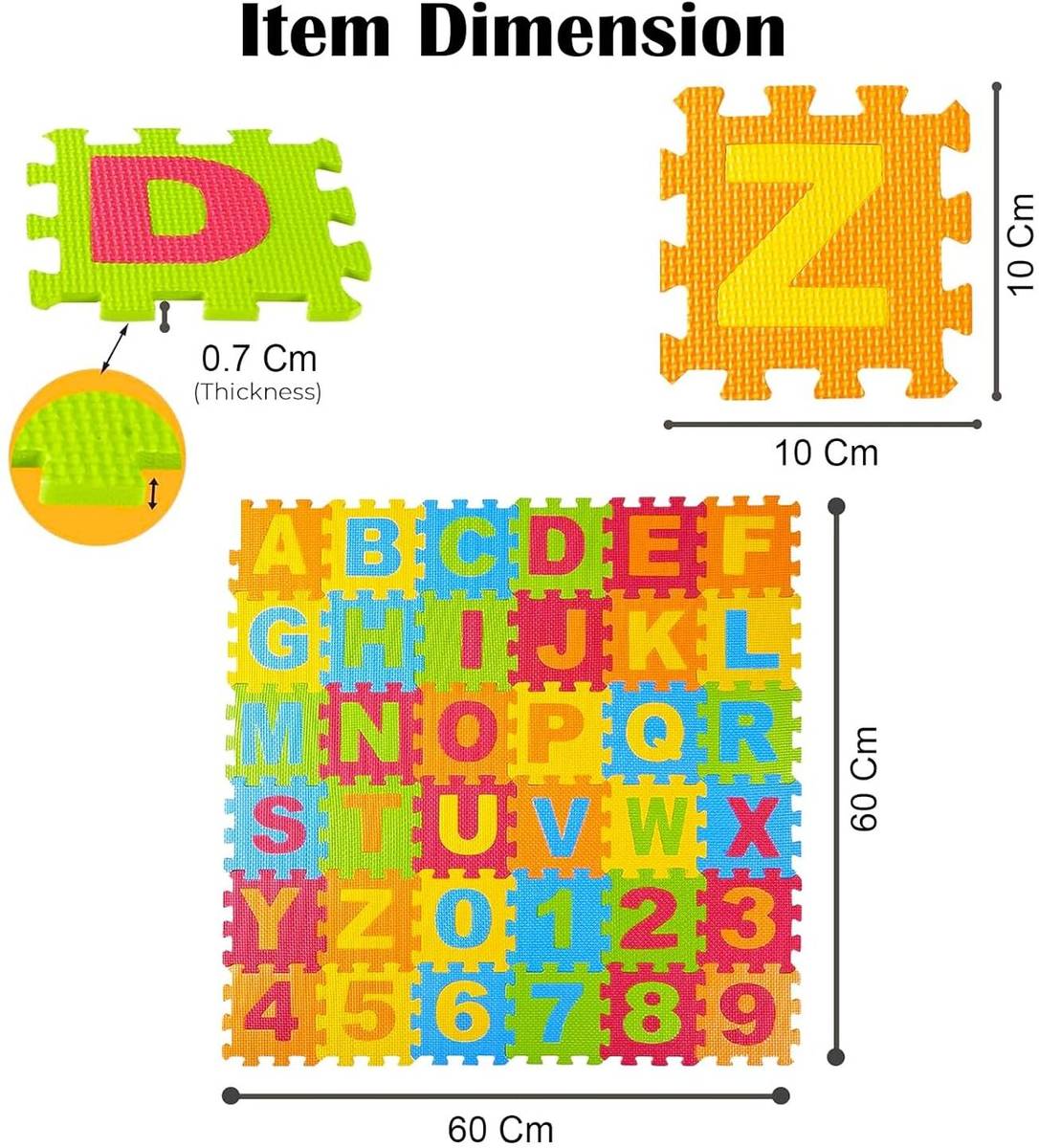 Alphabet & Number Floor Mats for Kids, Puzzle Foam Mat for Children — photo 4