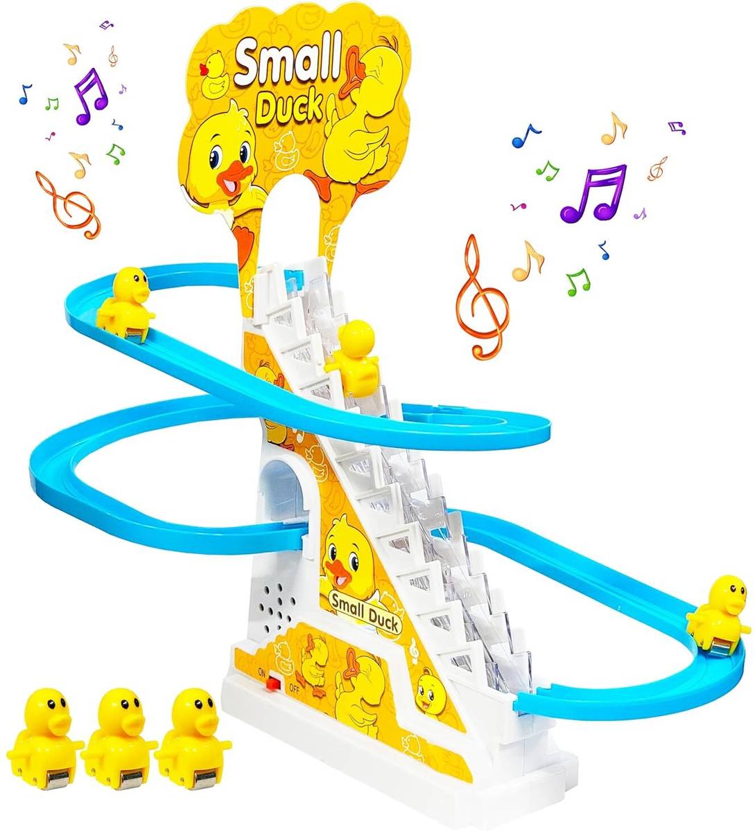 ZUNBELLA Little Lovely Duck Slide Escalator Toy with Lights and Music