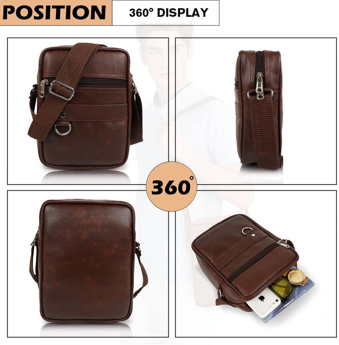 ZipCraze Brown Sling Bag Stylish Cross Body for Office, Cash, Business Collection, Travelling — photo 3