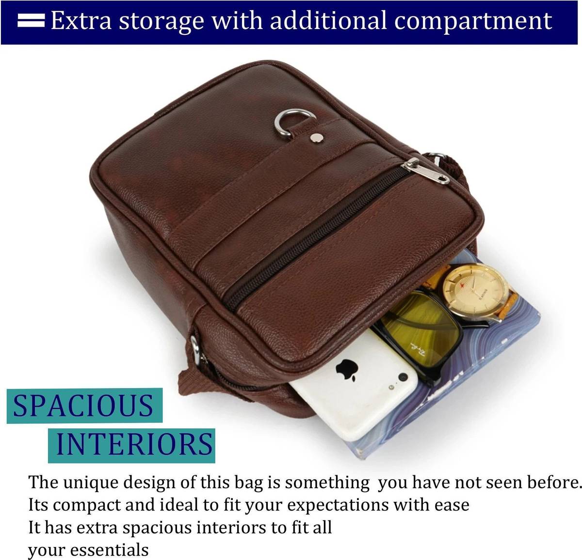 ZipCraze Brown Sling Bag Stylish Cross Body for Office, Cash, Business Collection, Travelling — photo 5