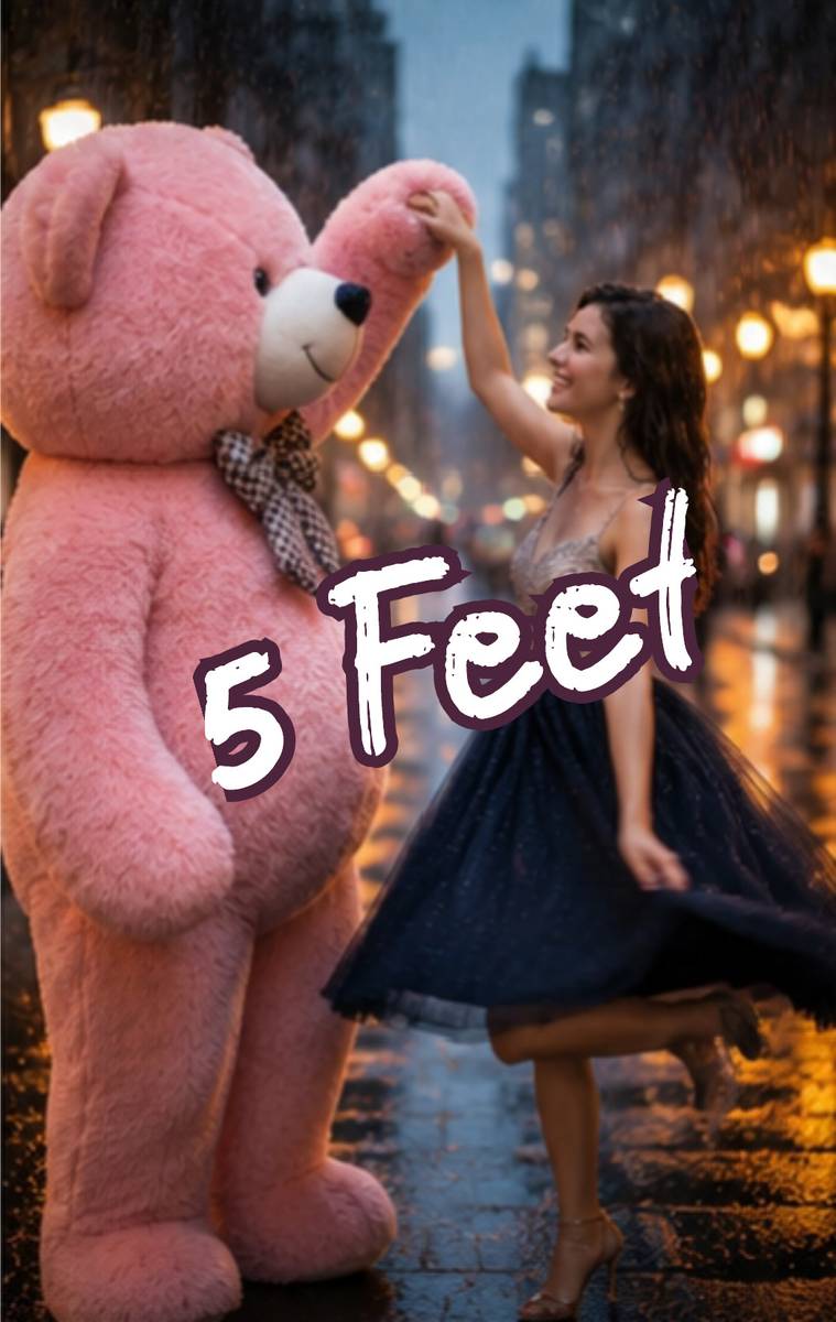 MATHUR CREATIONS Big Soft Pink Teddy Bear 5 Feet Stuffed Toy for Hugging and Relaxation - 60 inch