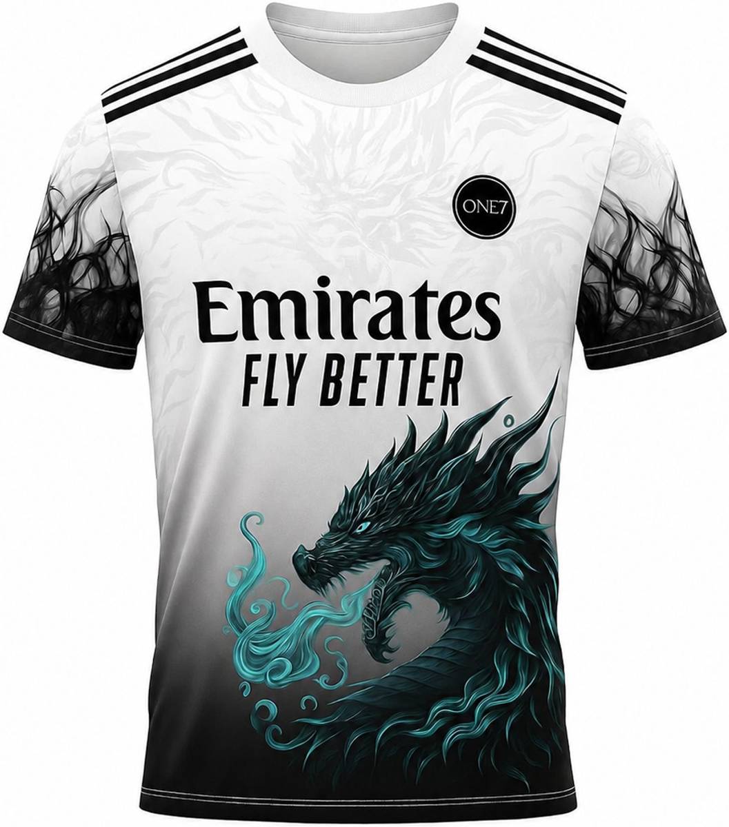 ONE 7 Printed Men Round Neck White, Black T-Shirt — photo 3