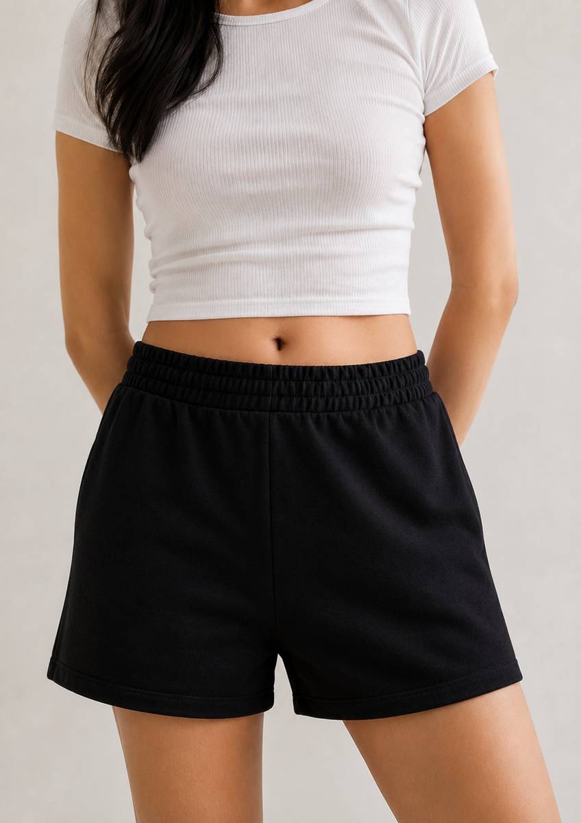KVVMNATION Self Design Women Black Casual Shorts — photo 2