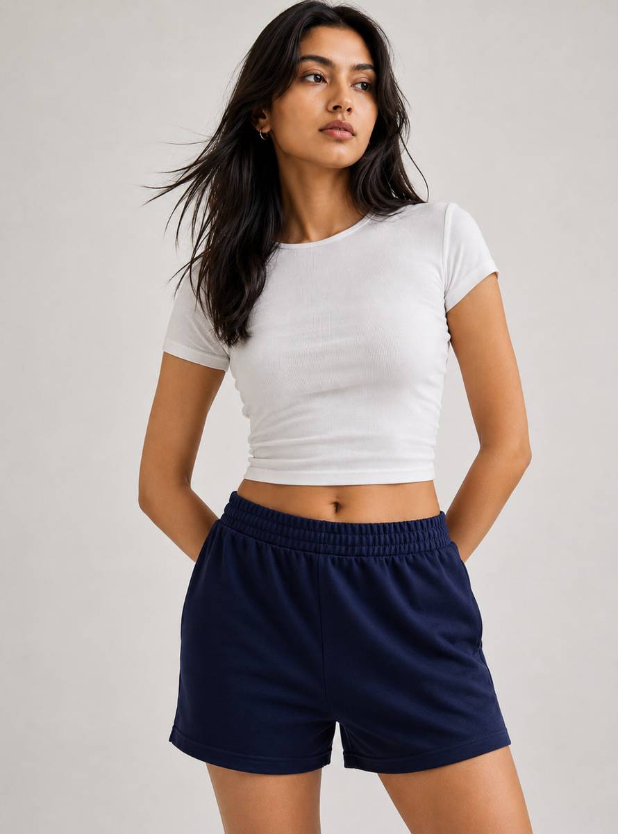 KVVMNATION Self Design Women Blue Casual Shorts