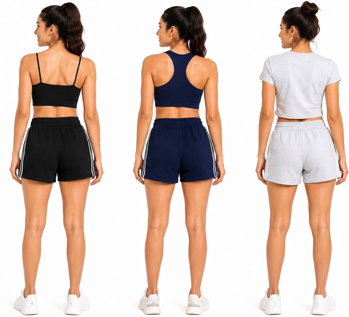 MIKRAM Striped Women Multicolor Casual Shorts, Basic Shorts, Regular Shorts — photo 2