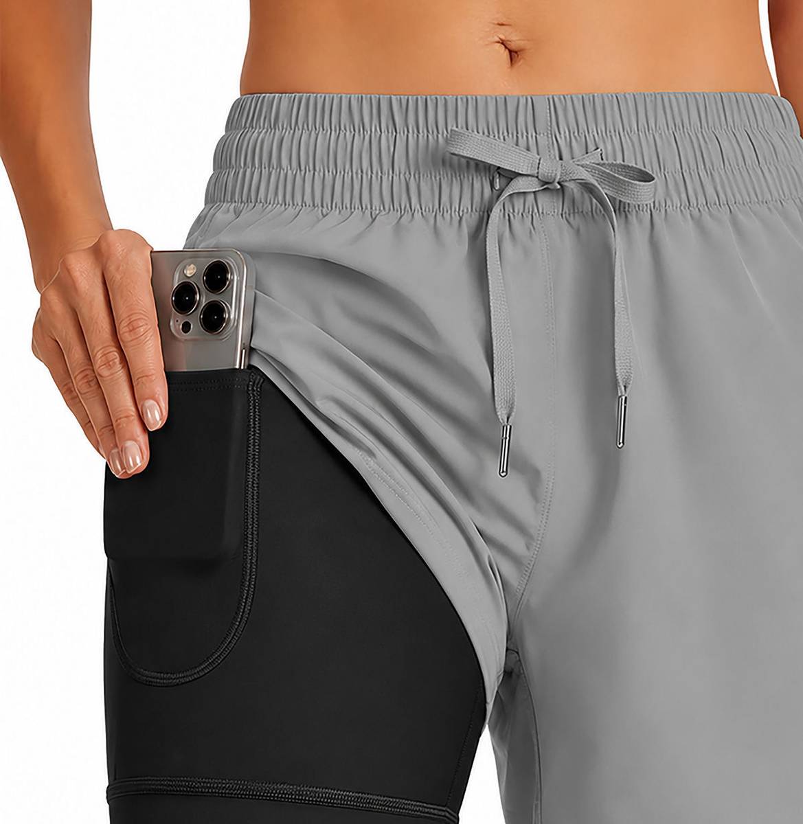 PRAVAHA Solid Women Grey Gym Shorts — photo 3