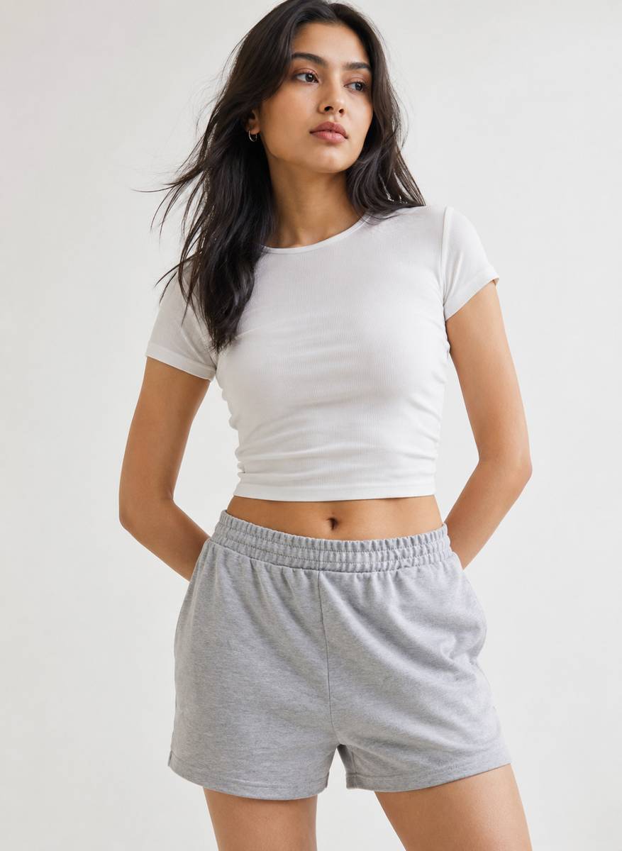 KVVMNATION Solid Women Grey Casual Shorts