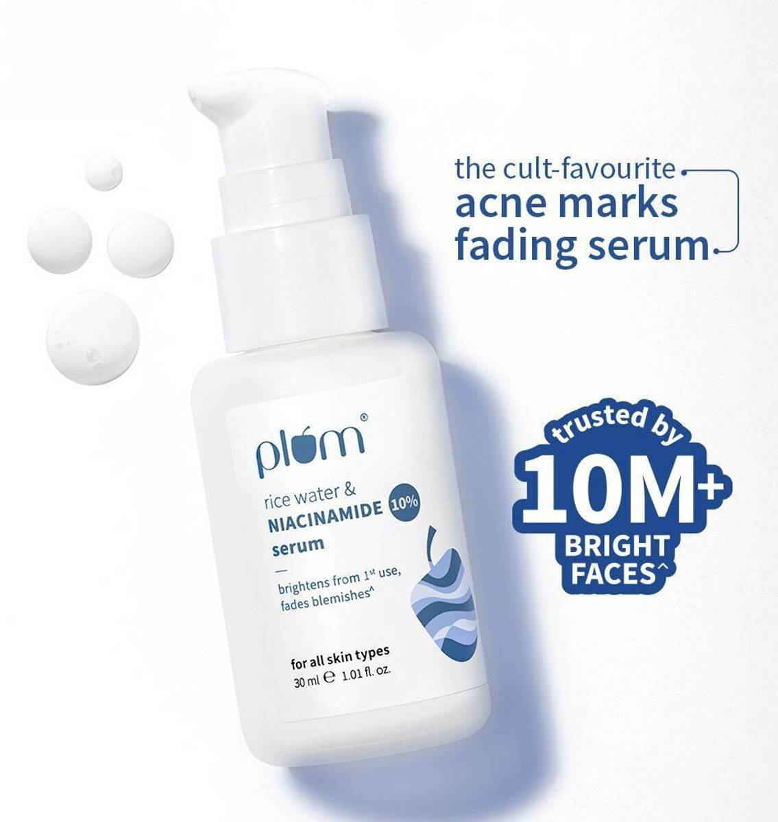 Plum 10% Niacinamide Brightening Face Serum with Rice Water | Brightens Skin from 1st Use | For All Skin Types