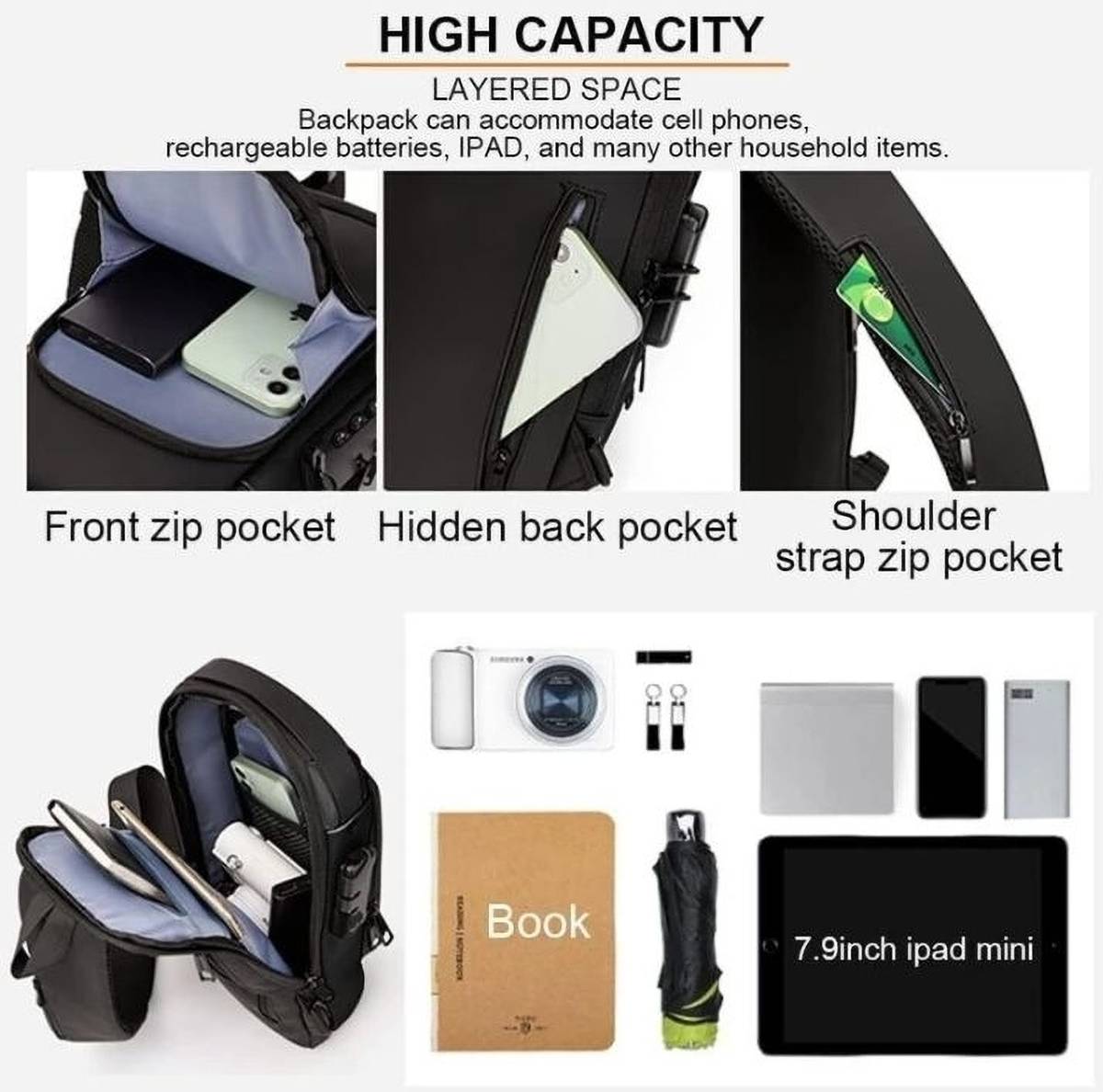 Trisha Traders Black Sling Bag Multipurpose uses 6L capacity Black leather chest bag — photo 4