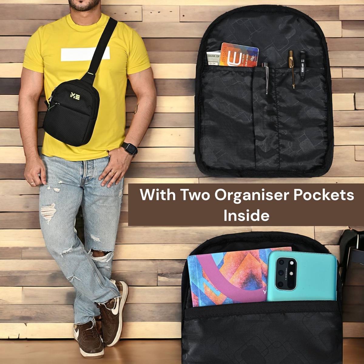 Black Shoulder Bag Tourister chest for men women Travel side crossbody Sports sling — photo 5