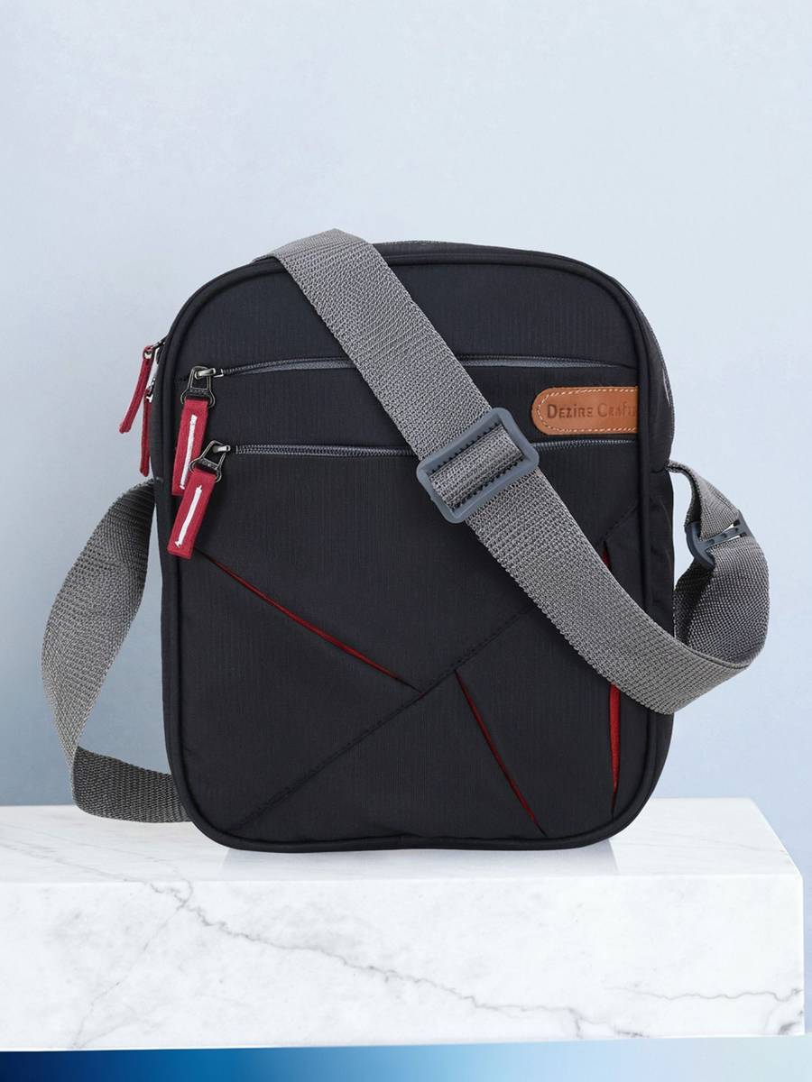 DEZiRE CRAfTS Black Sling Bag Stylish Shoulder Cross Body Office Business Messenger Bag Water Resistant for Men and Women