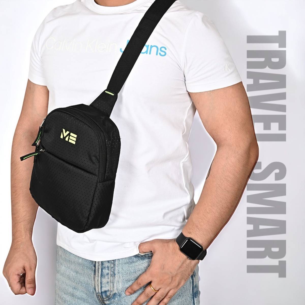 Black Shoulder Bag Tourister chest for men women Travel side crossbody Sports sling — photo 3