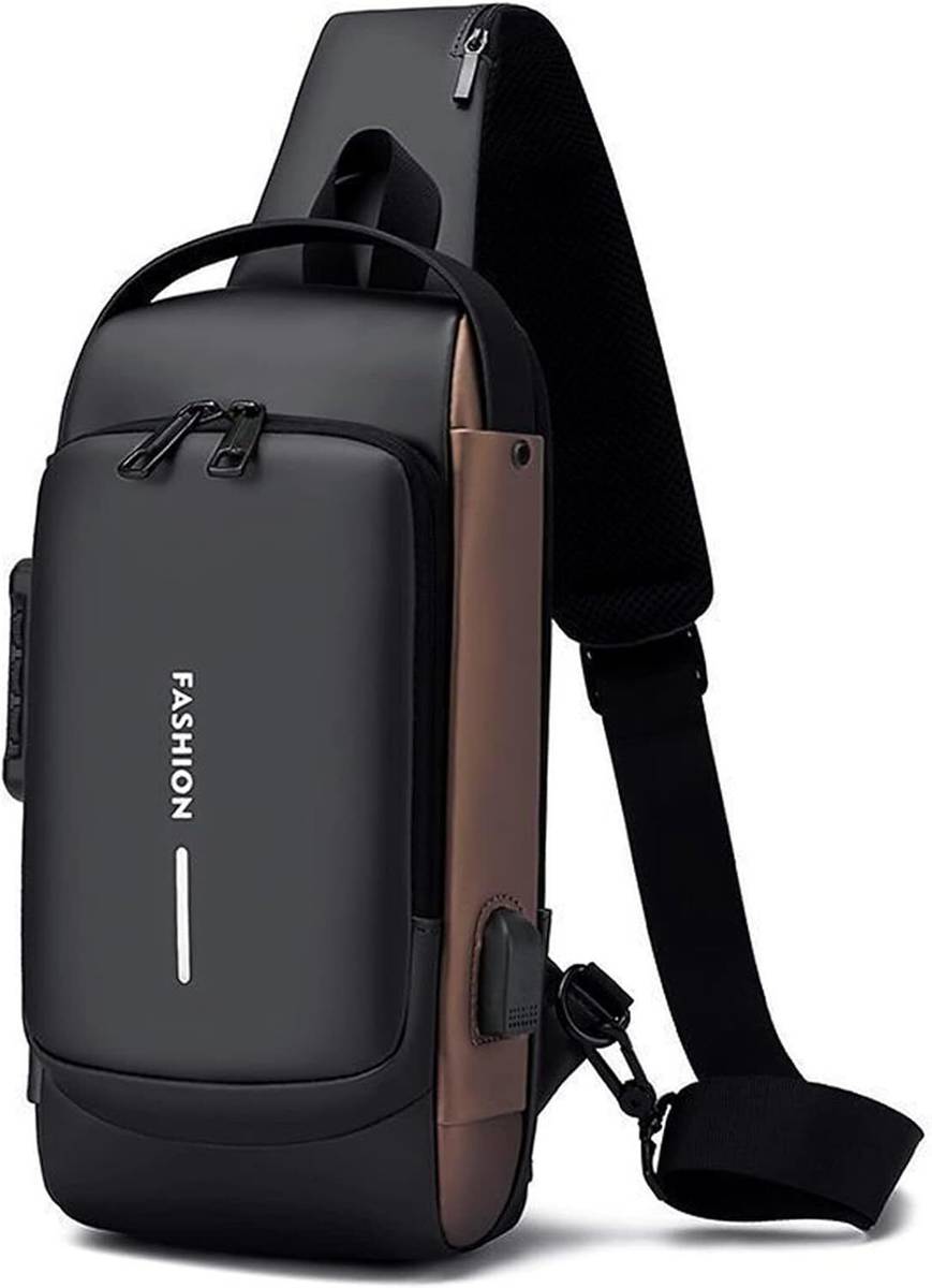 TONBAGSTB Black, Gold Sling Bag Shoulder Sling Bag for Men Business with Easy Access