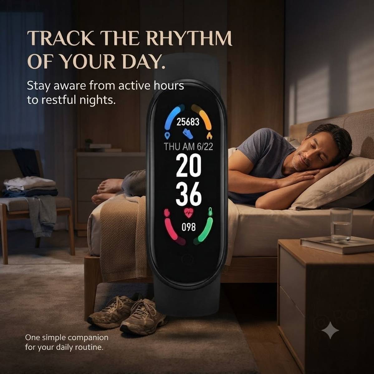 Fitness Band with Touch Display, Activity Tracker, Adjustable Strap — photo 3