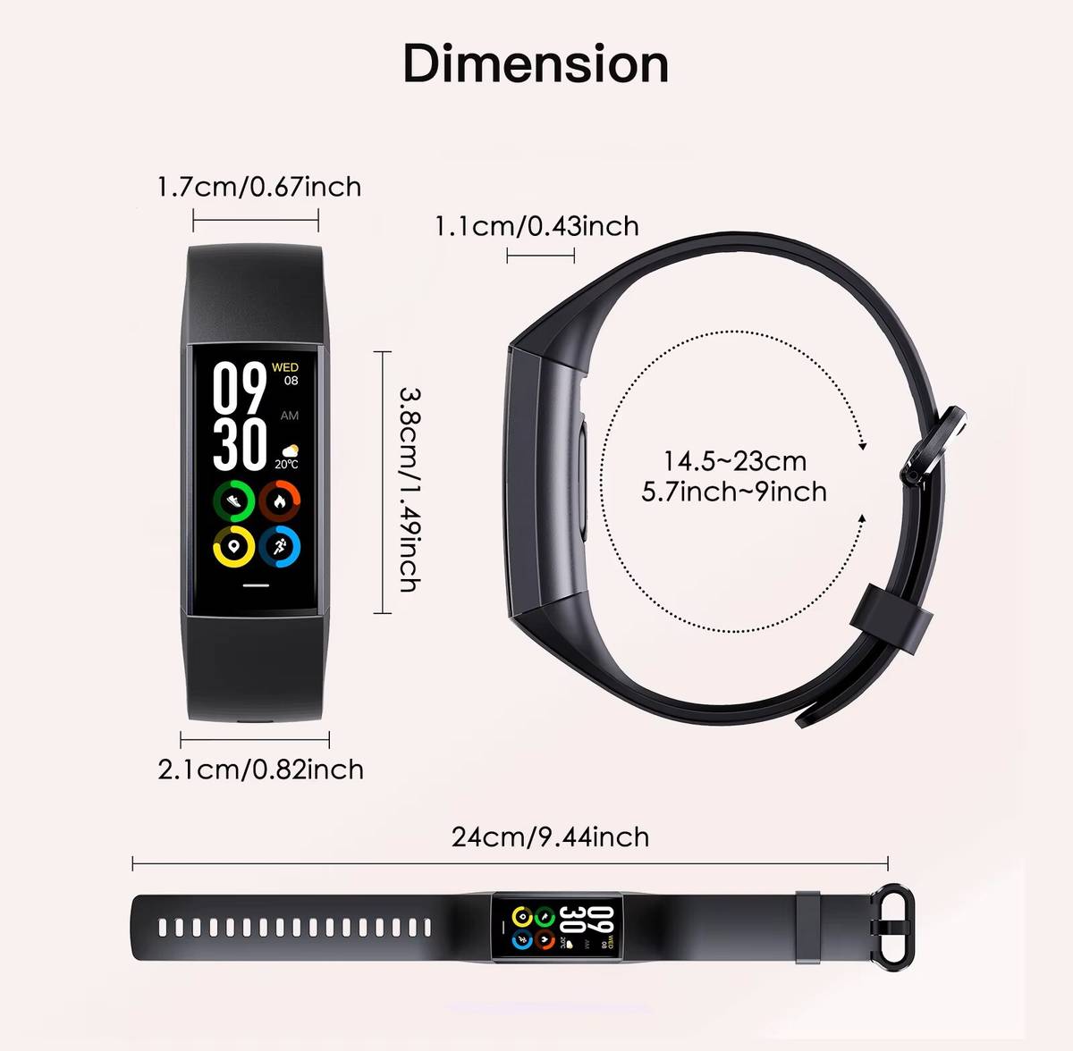 Cubonic C80 Activity Tracker, Health Tracker with Heart Rate Monitor, Sleep Tracker — photo 4