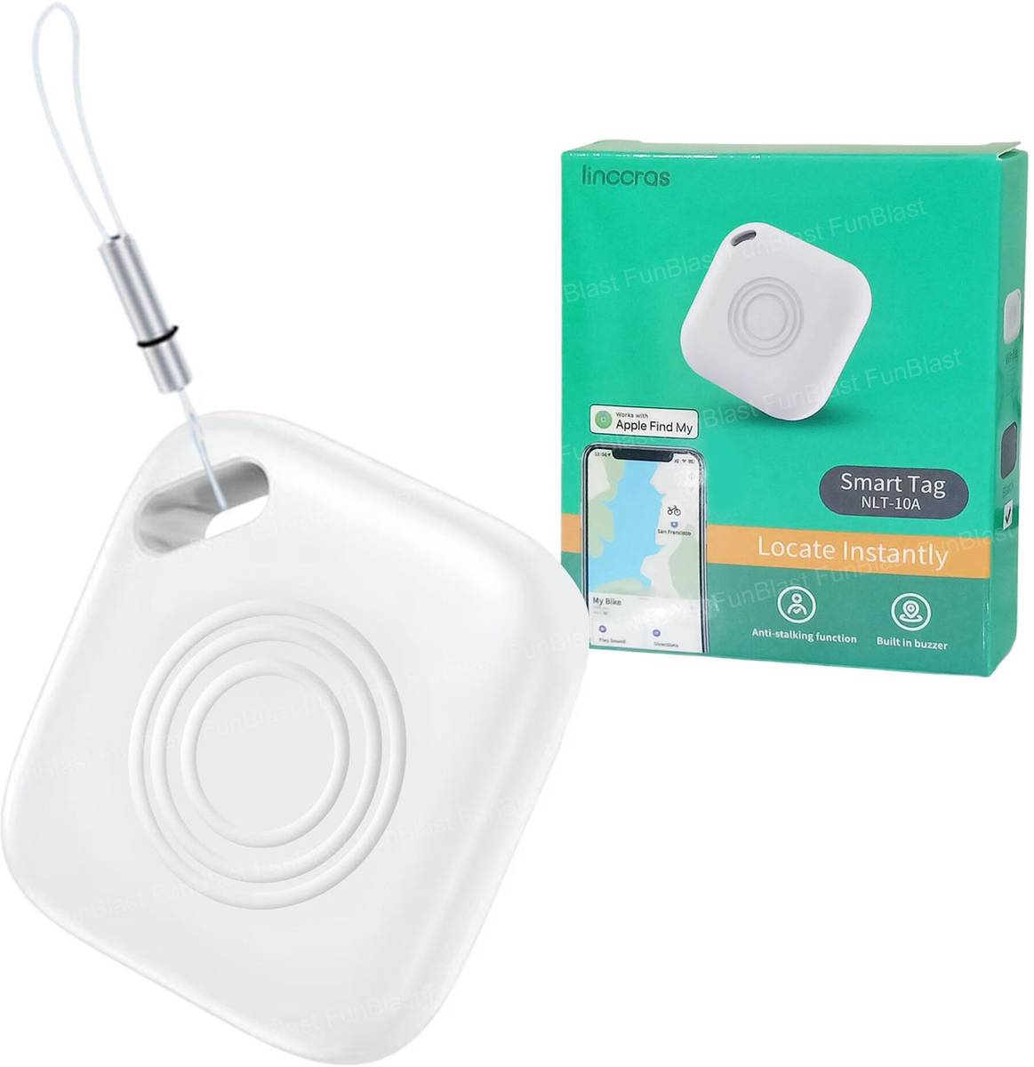 FunBlast Smart Tag for iOS, Apple Find My Network Compatible Tracker for Keys,Wallets, Location Smart Tracker