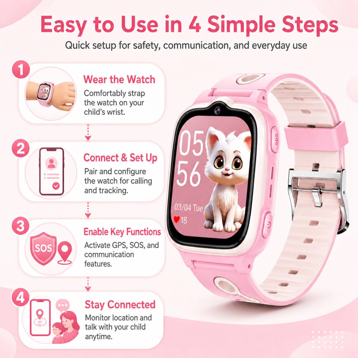 AI WEAR W19 4G Smart Watch for Kids | HD Video Call, GPS Tracker, Water Resistant Smartwatch — photo 4