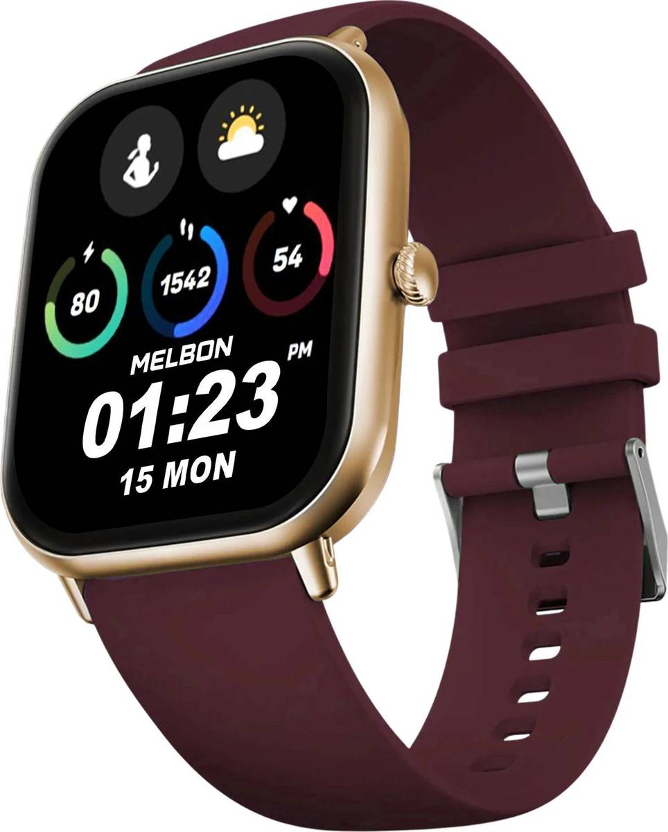 Melbon H9 Maroon | 1.99 " Amoled Display | BT Calling | AI Voice | Music | Fitness Smartwatch