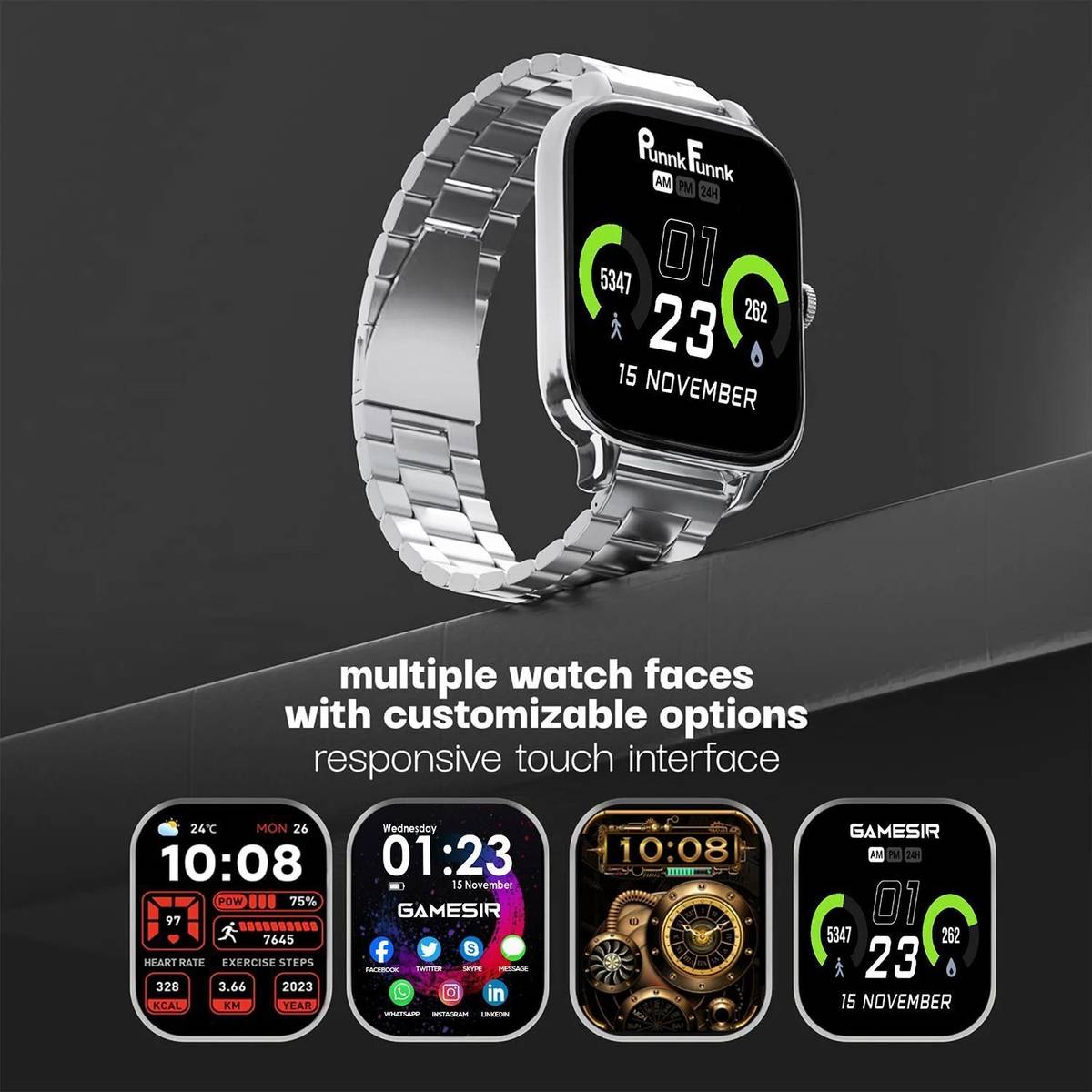 PunnkFunnk 2.01” Touchscreen H9 ,with Sleep & Stress Tracking and Voice Assistant Smartwatch — photo 2