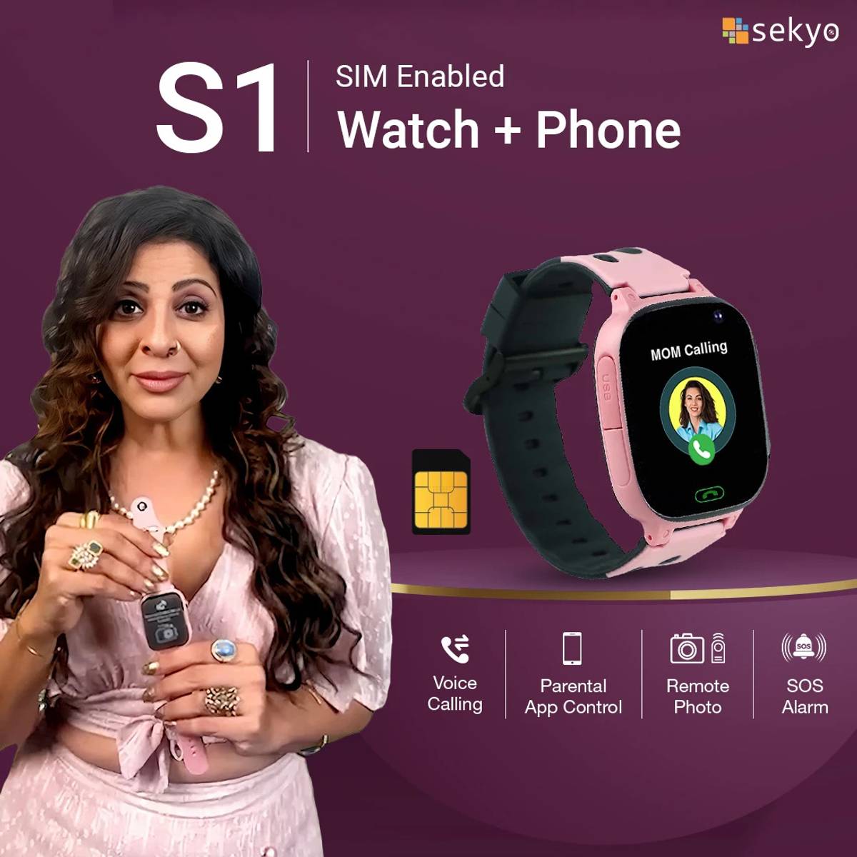 Sekyo S1 Kids Calling SmartWatch with Live Location, Class Mode, Safe Zone Smartwatch — photo 3
