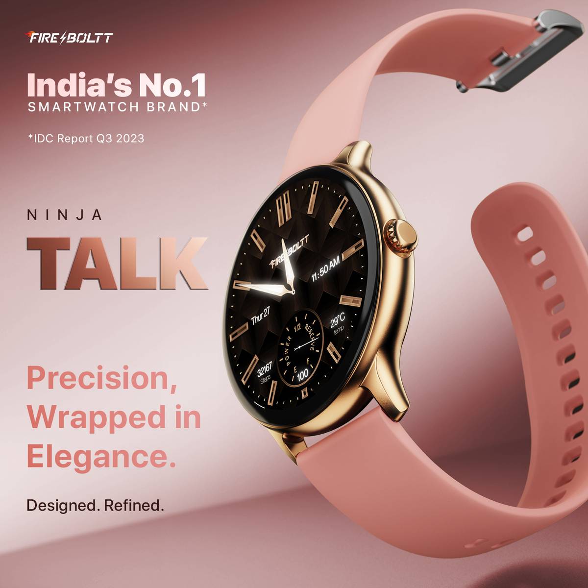 Fire-Boltt Nnja Talk 35.3mm (1.39) Round Bluetooth Calling Metal Body,120 Sports Modes Smartwatch — photo 2