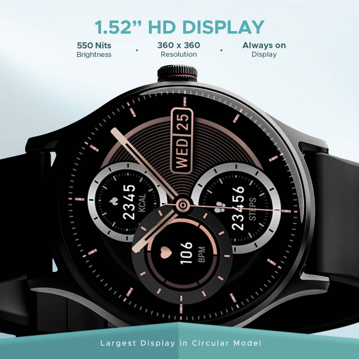 boAt Lunar Vista w/ 3.8 cm(1.52") AuraVue AOD Display, BT Calling, Functional Crown Smartwatch — photo 2
