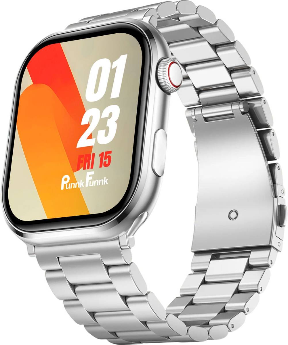 PunnkFunnk T500 Ultra Metal Silver Smartwatch with Bluetooth, Fitness & Heart Rate Tracking Smartwatch