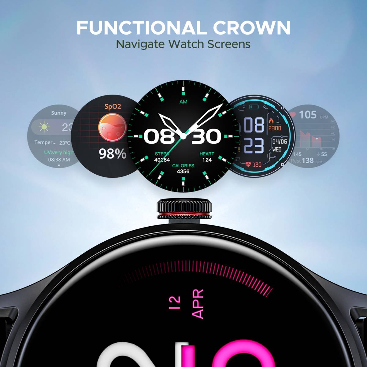 boAt Lunar Vista w/ 3.8 cm(1.52") AuraVue AOD Display, BT Calling, Functional Crown Smartwatch — photo 3