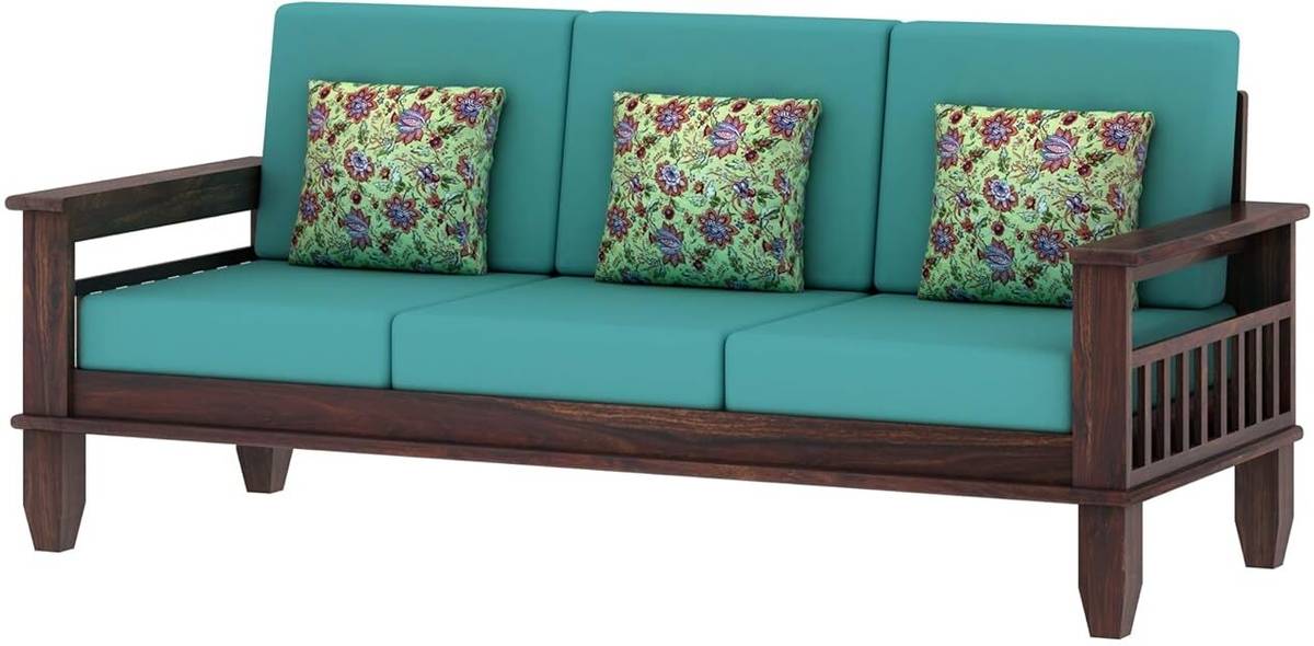 CLANECRAFT Solid Sheesham Wood Five Seater Sofa Set For Living Room/ Office/ Guest Room || Fabric 3 + 1 + 1 Sofa Set — photo 4