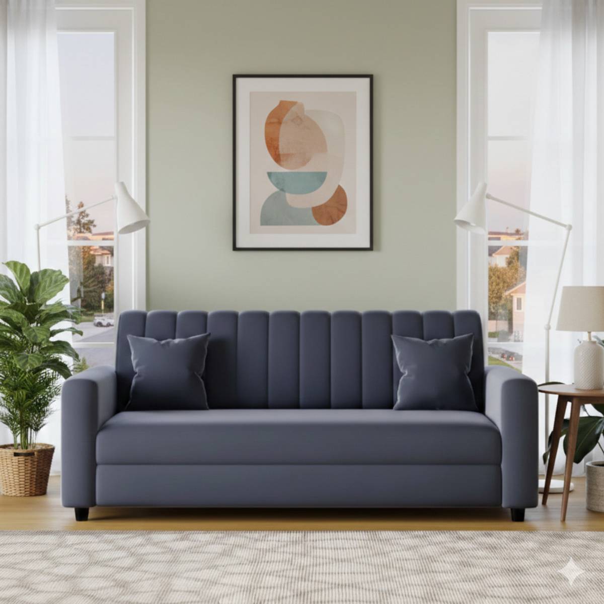 FSS sofa gery set 3 seater Solid Wood 2 + 1 Sofa Set